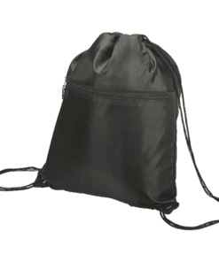 Drawstring Sport Bag with Zip Pocket 210D