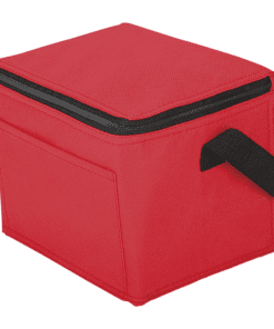 6 Can Cooler with Foil Liner and Pocket Non-Woven Foil Linin | Red | STD
