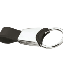 Metal Keychain with Silicone Strap | Black | STD