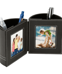 Dual Pen Holder with 2 Photo Frames | Black | STD