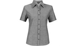 Ladies Short Sleeve Oxford Shirt - Charcoal