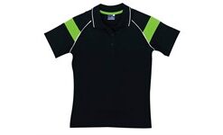 Ladies Score Golf Shirt - Black And Lime