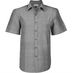 Mens Short Sleeve Oxford Shirt - Charcoal