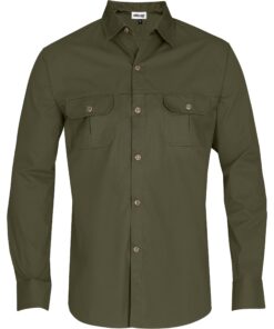 Mens Long Sleeve Oryx Bush Shirt - Military Green