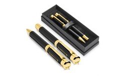 Alex Varga Corona Ball Pen & Rollerball Set - Black