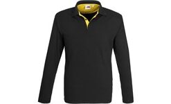 Mens Long Sleeve Solo Golf Shirt - Yellow