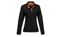 Ladies Long Sleeve Solo Golf Shirt - Orange