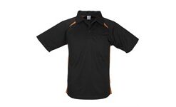 Kids Splice Golf Shirt - Black Orange