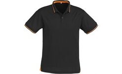 Mens Jet Golf Shirt - Black with Orange