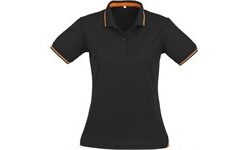 Ladies Jet Golf Shirt - Black with Orange