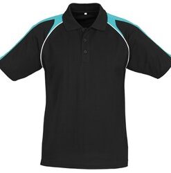 Mens Triton Golf Shirt - Black With Turquoise