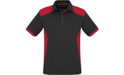Mens Rival Golf Shirt - Black With Red