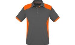Mens Rival Golf Shirt - Grey With Orange