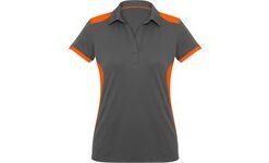 Ladies Rival Golf Shirt - Grey With Orange