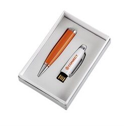 Pentagon White USB Pen & Stylus - Orange