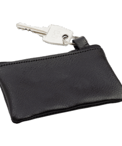 BB2762 - Leather Zippered Pouch with Split Ring | Black | STD