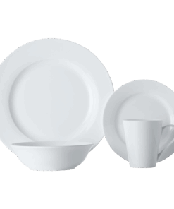 White Basics Cosmopolitan Rim Dinner Set 16 Piece | White | STD