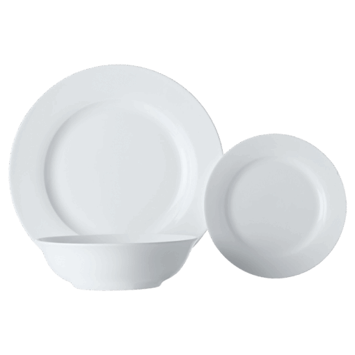 White Basics European Rim Dinner Set 12 Piece | White | STD