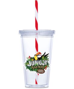 Malibu Double-Wall Plastic Tumbler & Straw - 470ml - Red | R